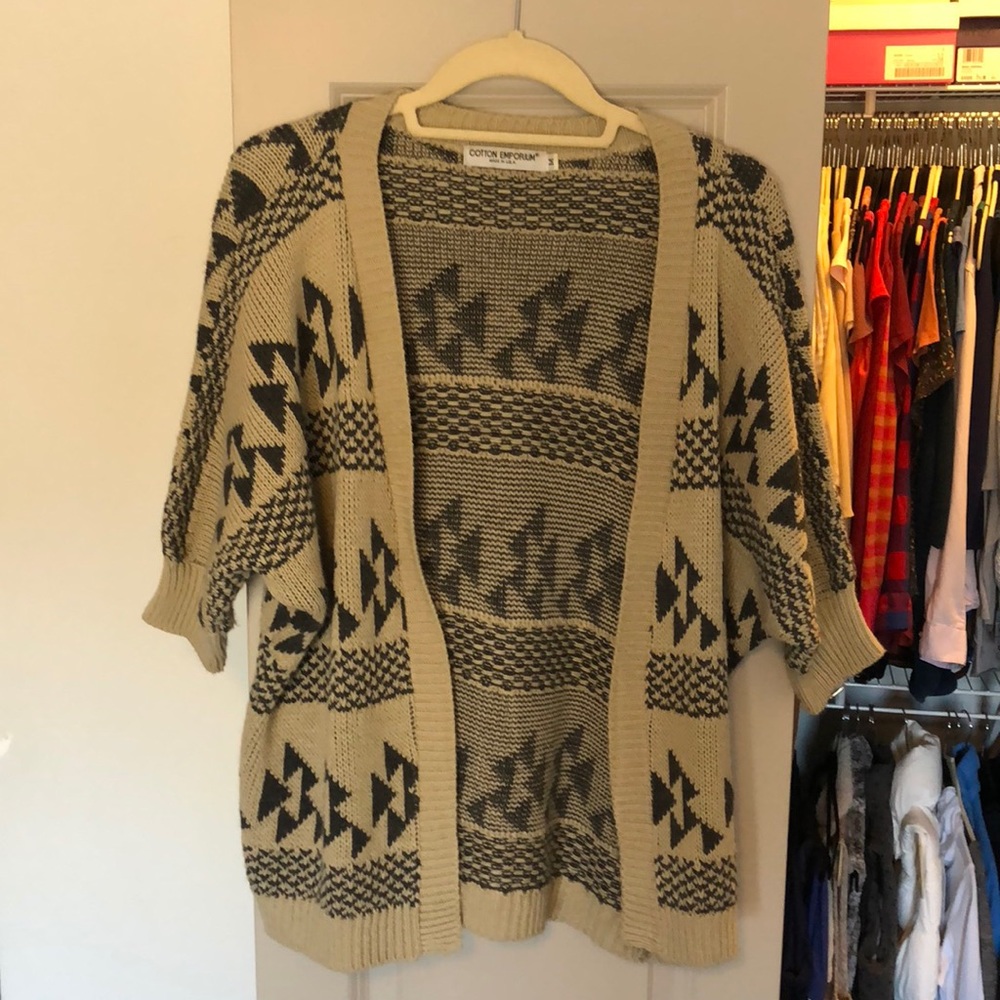 Aztec style cardigan black and cream